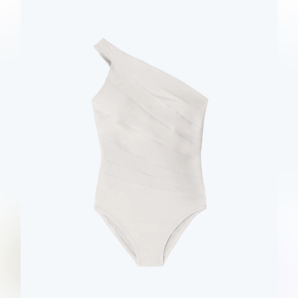 Summersalt The Sidestroke One-Shoulder Swimsuit in White Sand One Piece